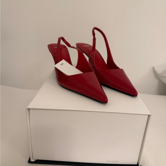 Mango Red Pointed Slingback Heels - Picture 2 of 6